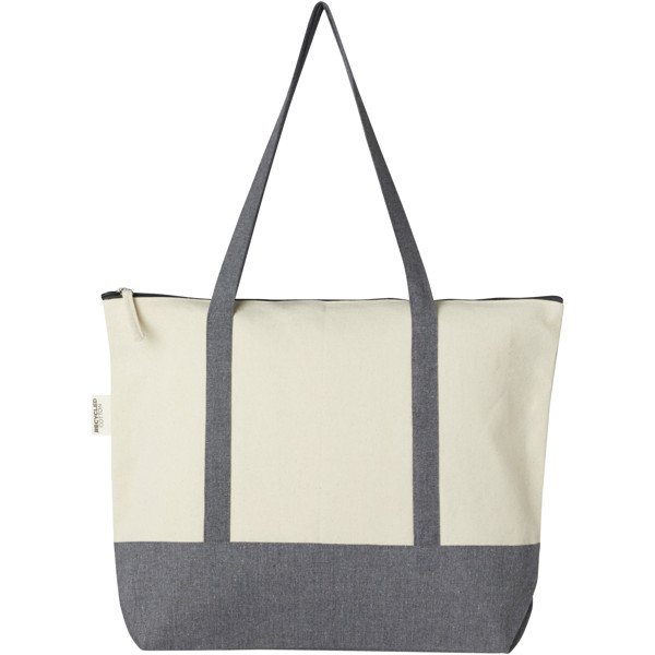 Repose 320 g/m² recycled cotton zippered tote bag 10L