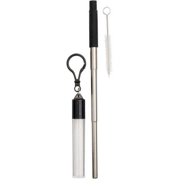 Zeya reusable stainless steel straw keychain - Solid black
