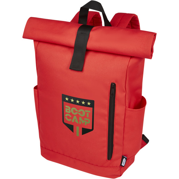 Byron 15.6\" GRS RPET roll-top backpack 18L - Red