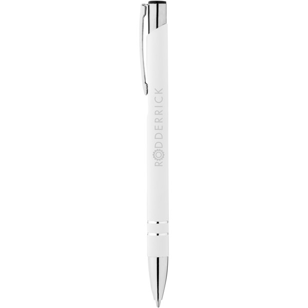 Corky ballpoint pen with rubber-coated exterior - White