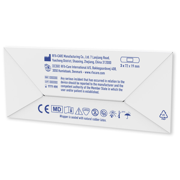 3-pieces plasters with full colour printed mini paper envelope - White