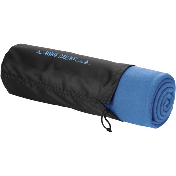 Huggy fleece plaid blanket with carry pouch 150x120 cm - Process Blue