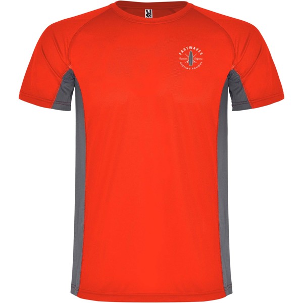 Shanghai short sleeve kids sports t-shirt - Red / Dark Lead / 12