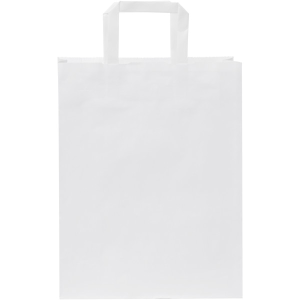 Kraft 80-90 g/m2 paper bag with flat handles - 25 x 11 x 32 cm - White