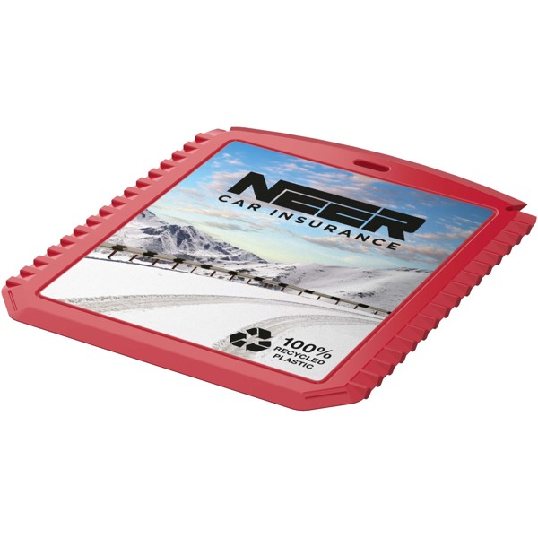 Thrym rectangular recycled plastic ice scraper - Red