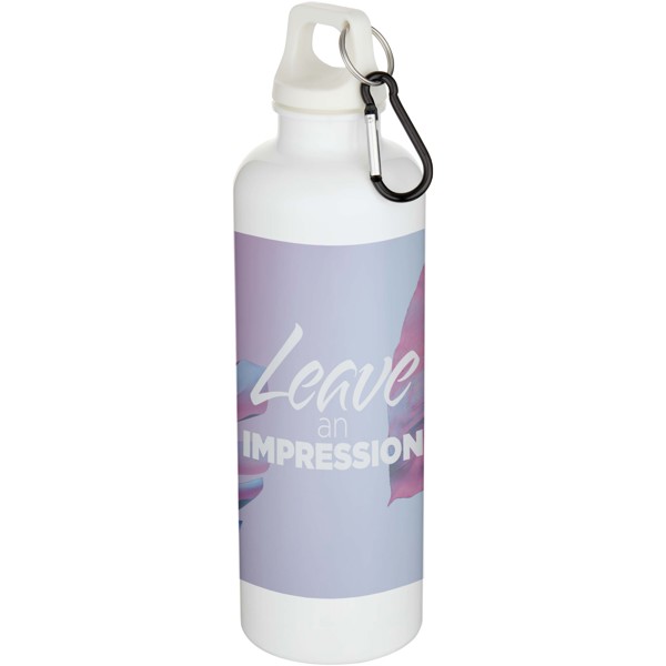 Oregon 750 ml solid colour RCS recycled plastic water bottle with carabiner - White