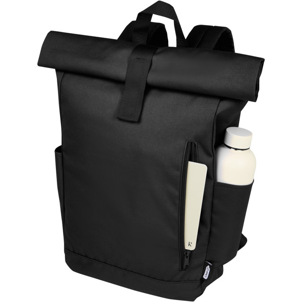 Byron 15.6\" GRS RPET roll-top backpack 18L - Black