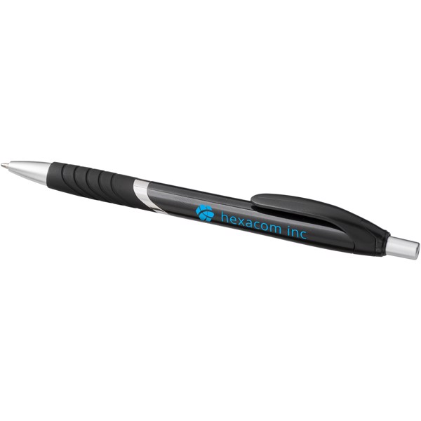 Turbo ballpoint pen with rubber grip - Solid black