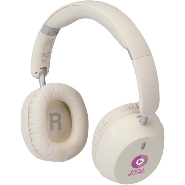 Hoggar recycled plastic over-ear foldeable ANC and ENC headphones - White