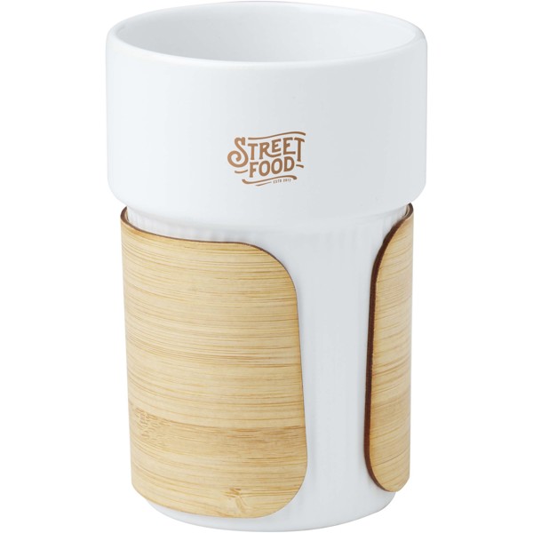 Fika 340 ml tumbler with bamboo sleeve - White