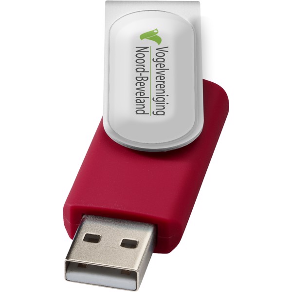 USB disk Rotate-doming, 4 GB - Červená s efektem námrazy / Stříbrný