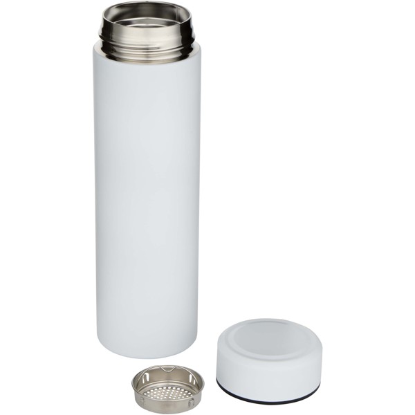 Taylor 450 ml double wall stainless steel flask with tea strainer - White