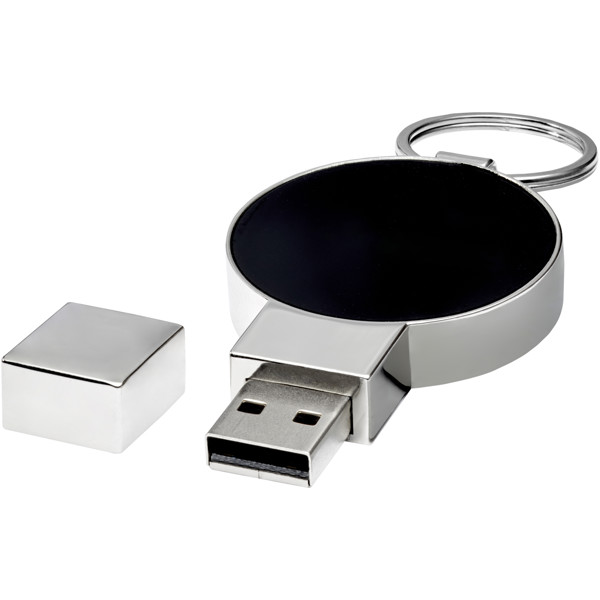 USB redondo con retroiluminación - Negro intenso / Plateado / Blanco / 2GB