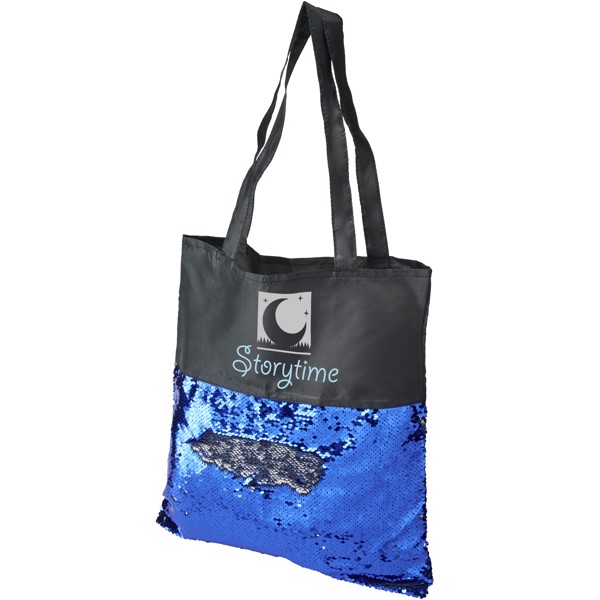 Mermaid sequin tote bag - Solid black / Blue