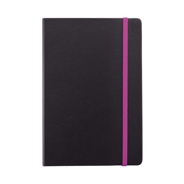 Deluxe hardcover A5 notebook with coloured side - Purple / Black