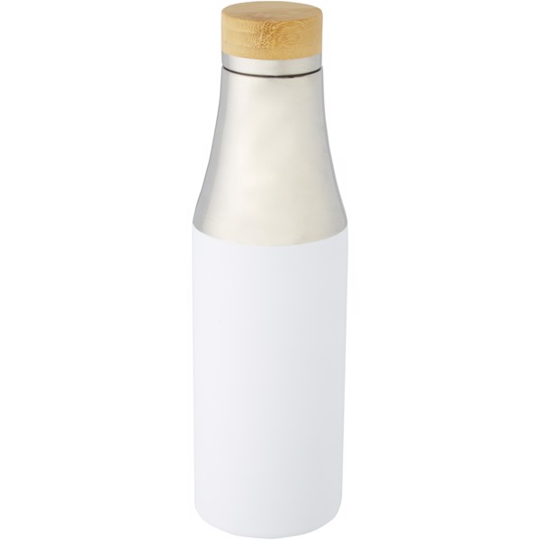 Hulan 540 ml copper vacuum insulated stainless steel bottle with bamboo lid - White