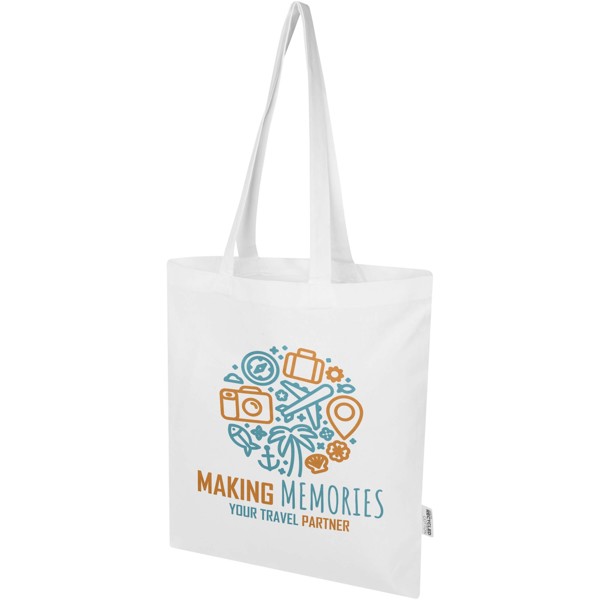 Madras Blend 140 g/m² GRS recycled cotton tote bag 7L - White
