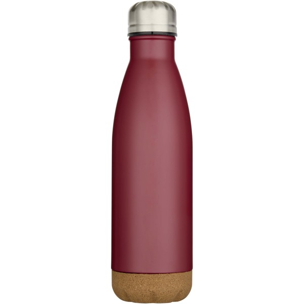 Cove 500 ml double wall vacuum insulated stainless steel water bottle with cork details - Red