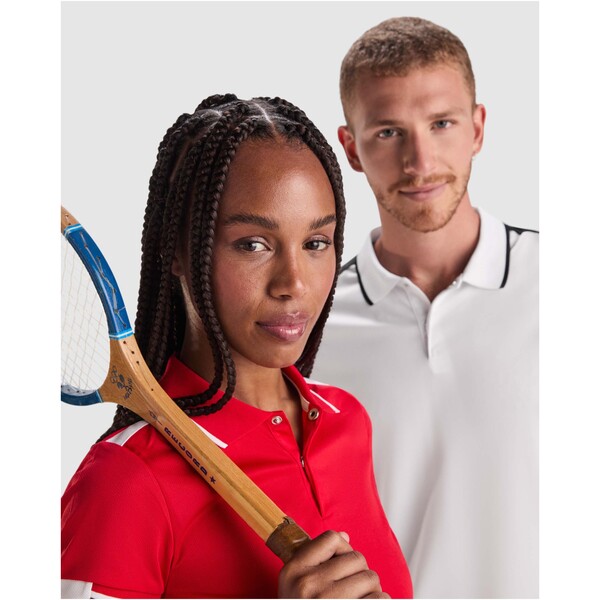 Tamil short sleeve men's sports polo - Red / White / roly-S