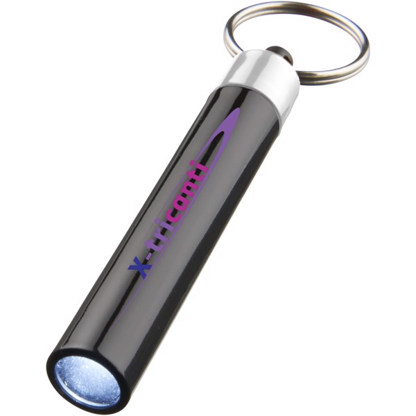 Retro premium LED keychain light - Silver / Solid black