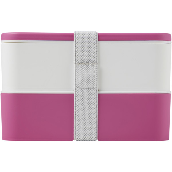 MIYO 700+700 ml double layer lunch box - Pink / White / White