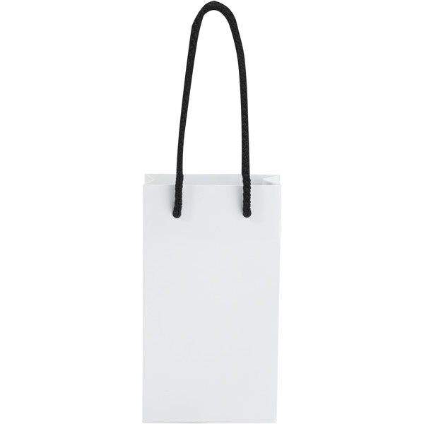 Handmade 170 g/m2 integra paper bag with plastic cord handles - 9.5 x 4 x 17 cm - White / Black