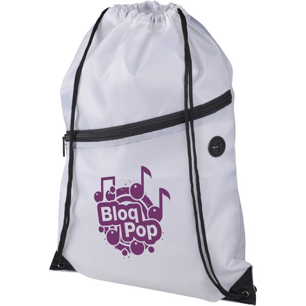 Oriole zippered drawstring backpack - White