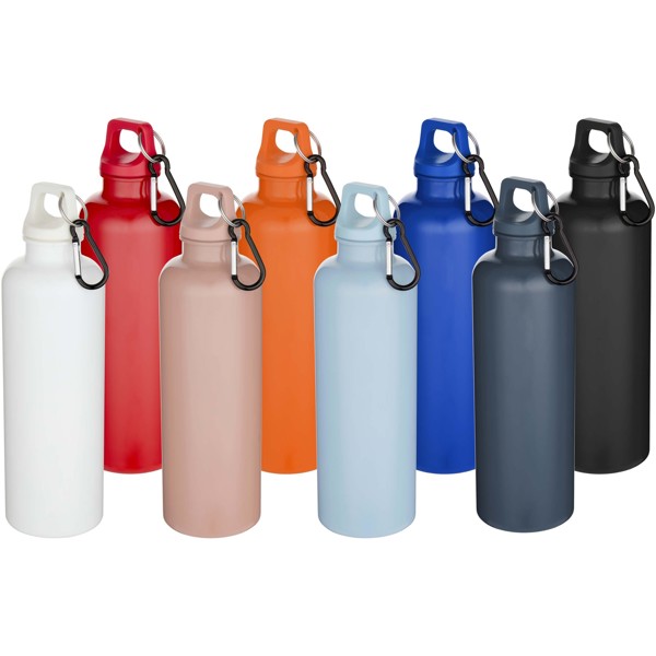 Oregon 750 ml solid colour RCS recycled plastic water bottle with carabiner - White