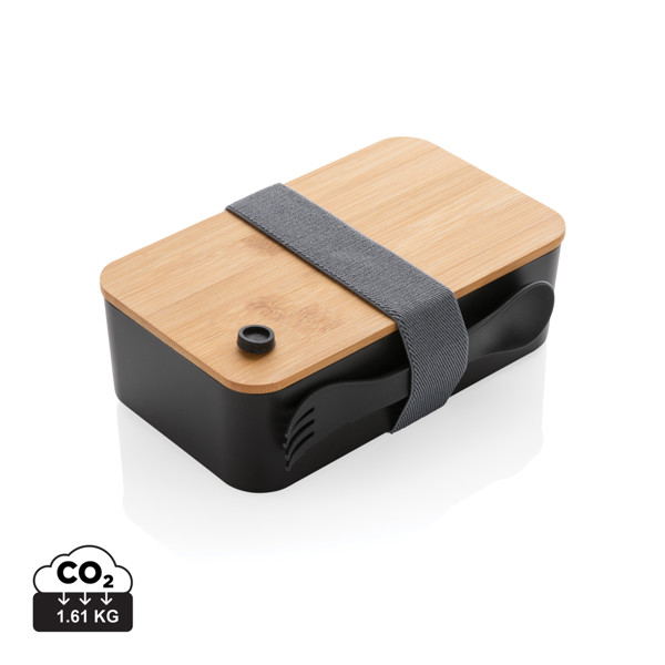 PP lunchbox with bamboo lid & spork