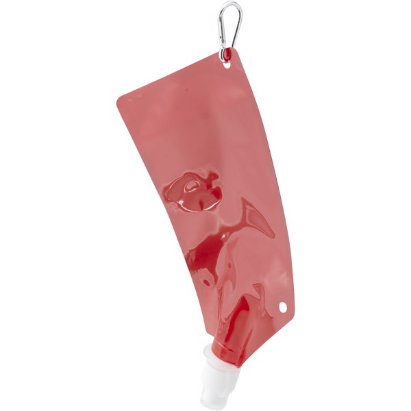 Cabo 600 ml water bag with carabiner - Transparent red