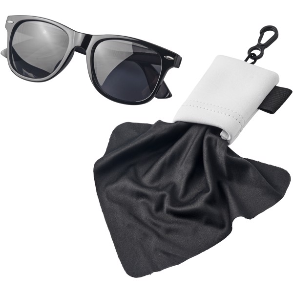 Clear microfiber cleaning cloth in pouch