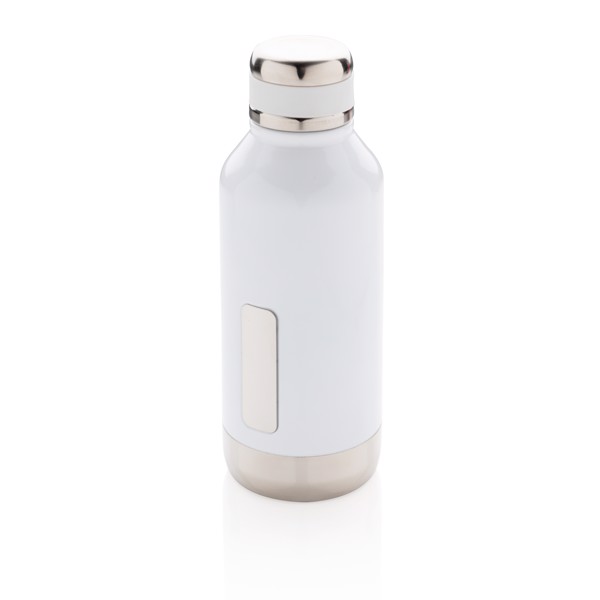 Leak proof vacuum bottle with logo plate - White