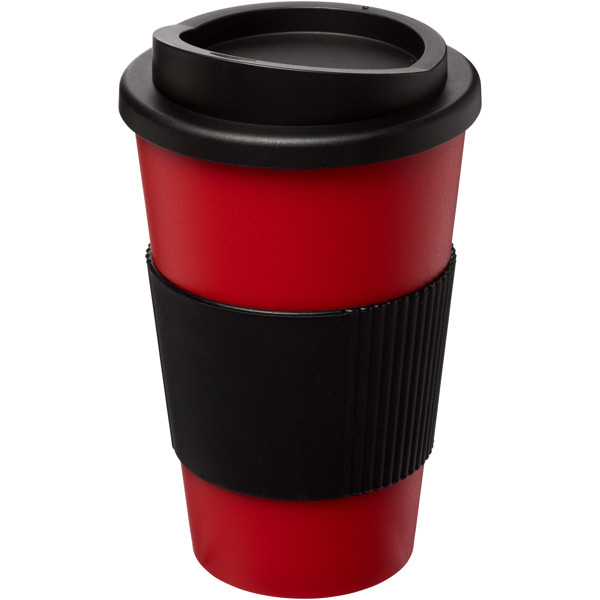 Americano® 350 ml insulated tumbler with grip - Black / Red