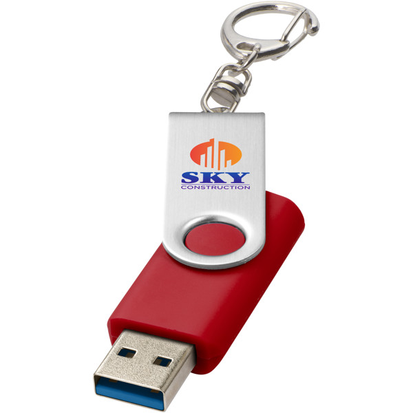 Rotate USB 3.0 with keychain - Medium Red / 16GB
