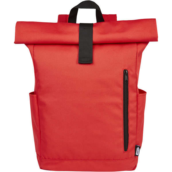 Byron 15.6\" GRS RPET roll-top backpack 18L - Red