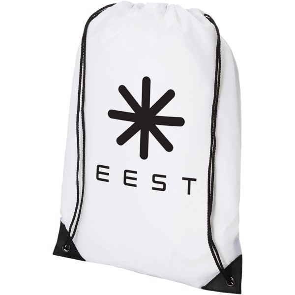 Condor polyester and non-woven drawstring backpack - White