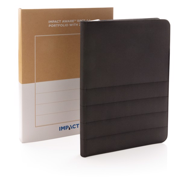 Impact AWARE™ RPET A4 portfolio with zipper - Black