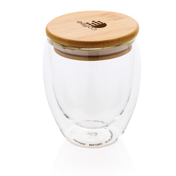 Double wall borosilicate glass with bamboo lid 250ml