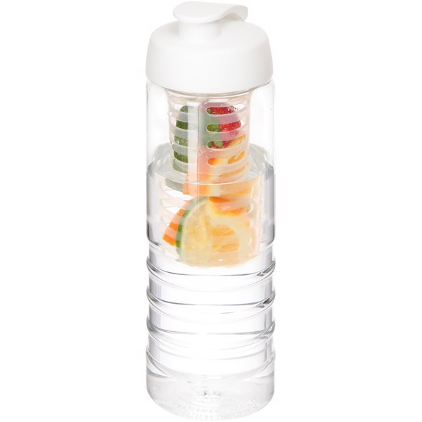 H2O Active® Treble Bidón e infusor con tapa Flip de 750 ml - Transparente / Blanco