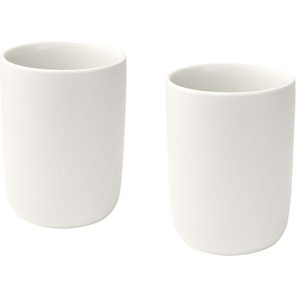 Male 350 ml ceramic cups with matt finish - set of 2 - White