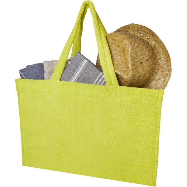 Siam GRS recycled terry beach tote bag 13L - Lime