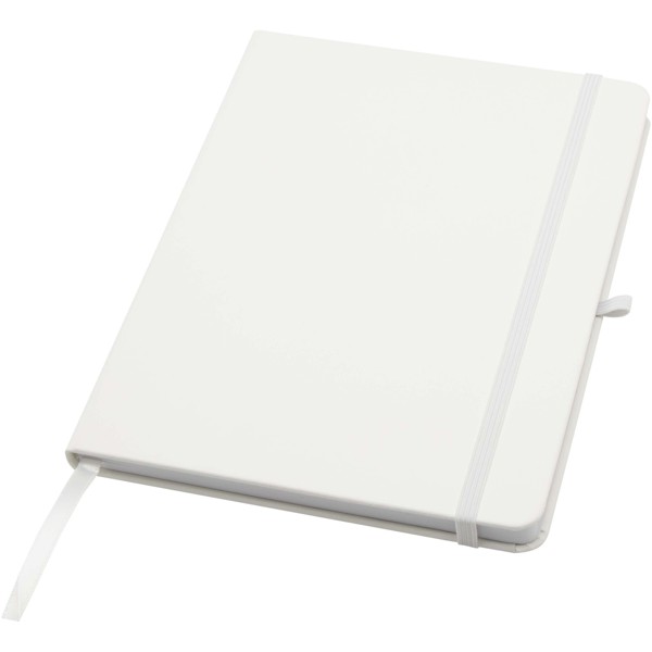 Teak A5 recycled hard cover notebook with lined pages - White