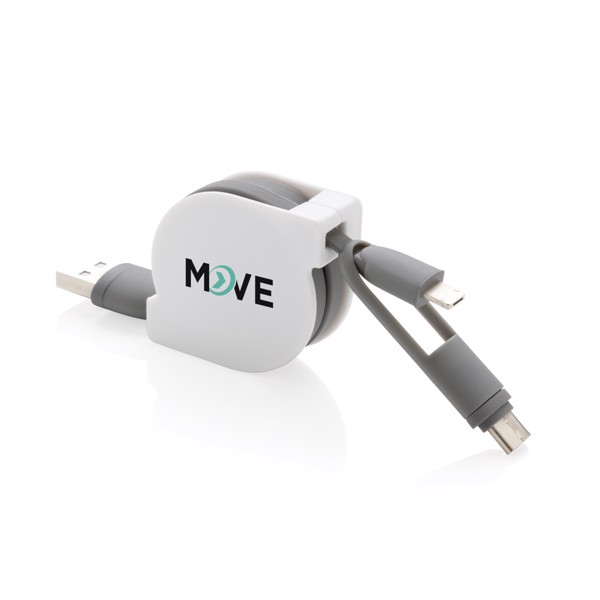 Svinovací nabíjecí kabel 3 v 1 - Bílá