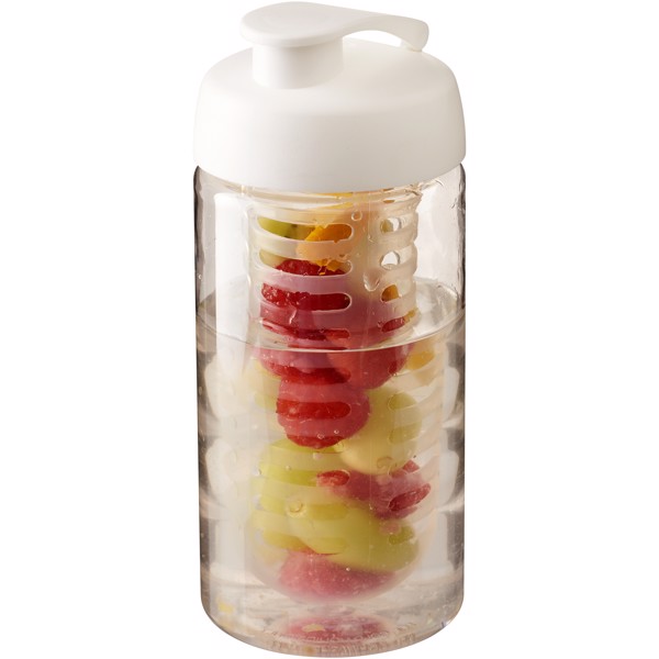 H2O Active® Bop Bidón deportivo e infusor con Tapa Flip de 500 ml - Transparente / Blanco