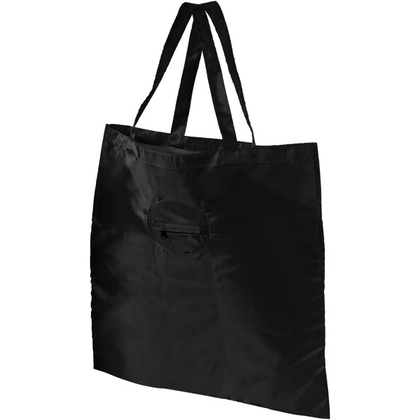 Take-away foldable shopping tote bag with keychain - Solid black
