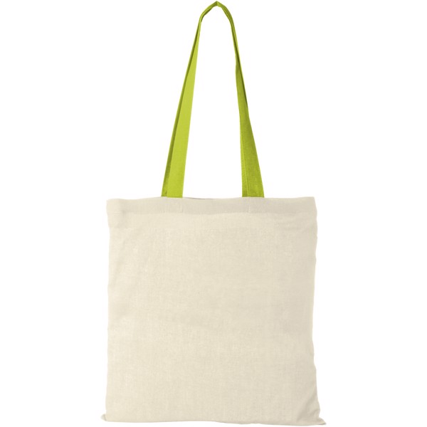 Nevada 100 g/m² cotton tote bag coloured handles 7L - Natural / Lime