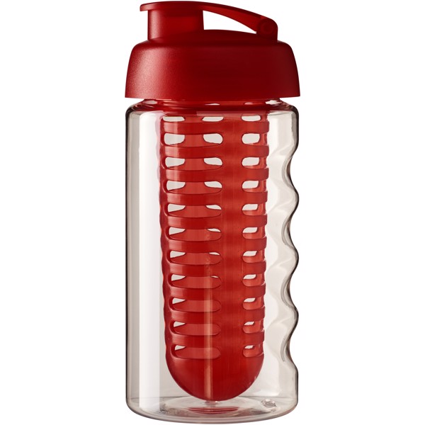 Sportovní láhev s infuzérem avyklápěcím víčkem H2O Bop® 500 ml - Průhledná / Červená s efektem námrazy