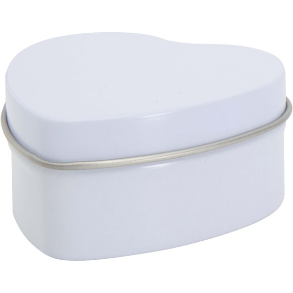 Blissful heart-shaped tin candle with vanilla aroma - White