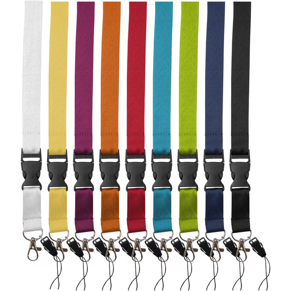 Sagan Lanyard mit abnehmbarer Schnalle und Handyband - weiss