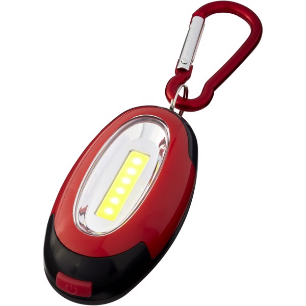 Llavero mosquetón con luz COB "Atria" - Rojo / Negro intenso